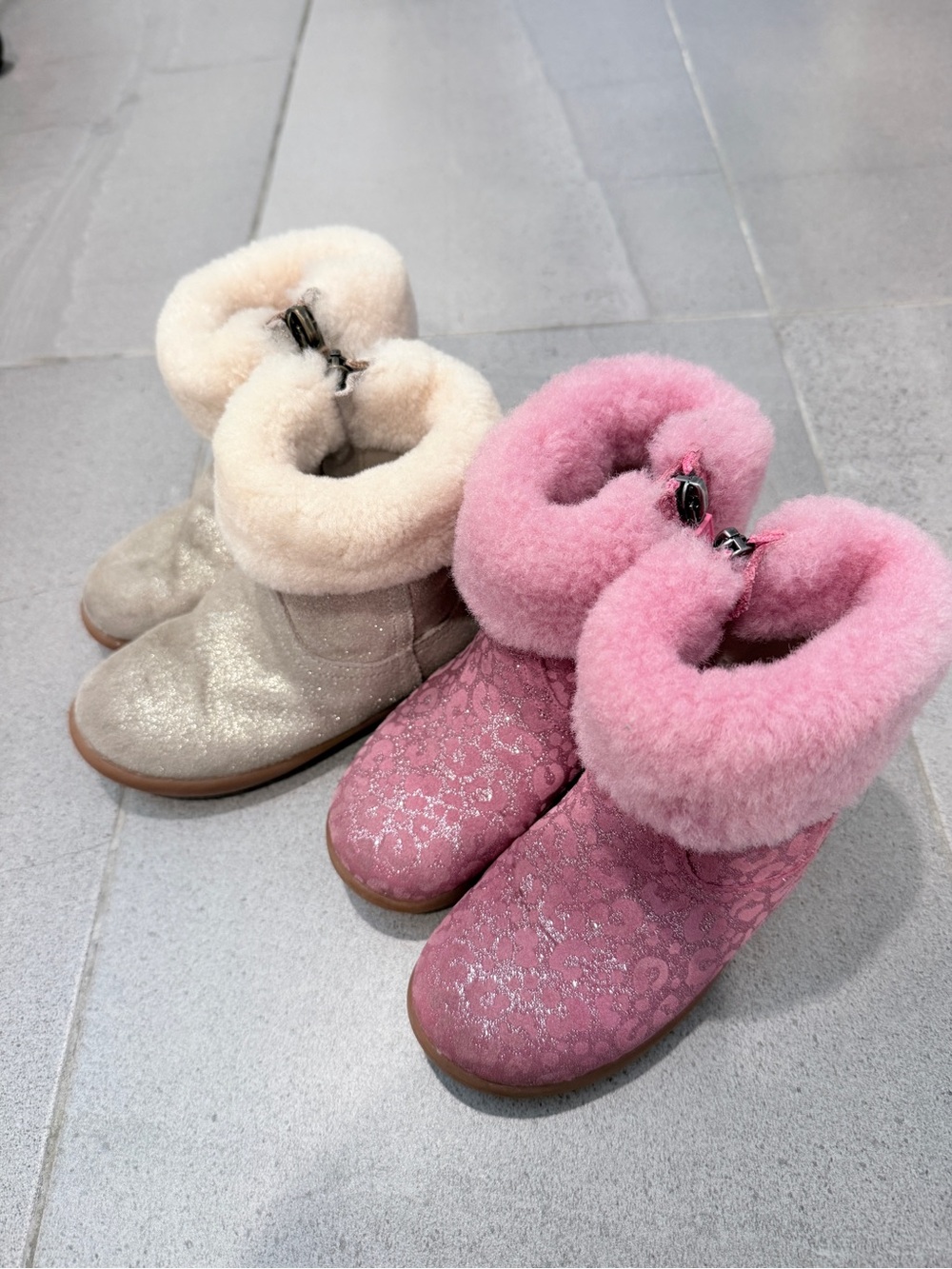 UGG Sparkle Lace Sherpa Boots in Pink and Cream